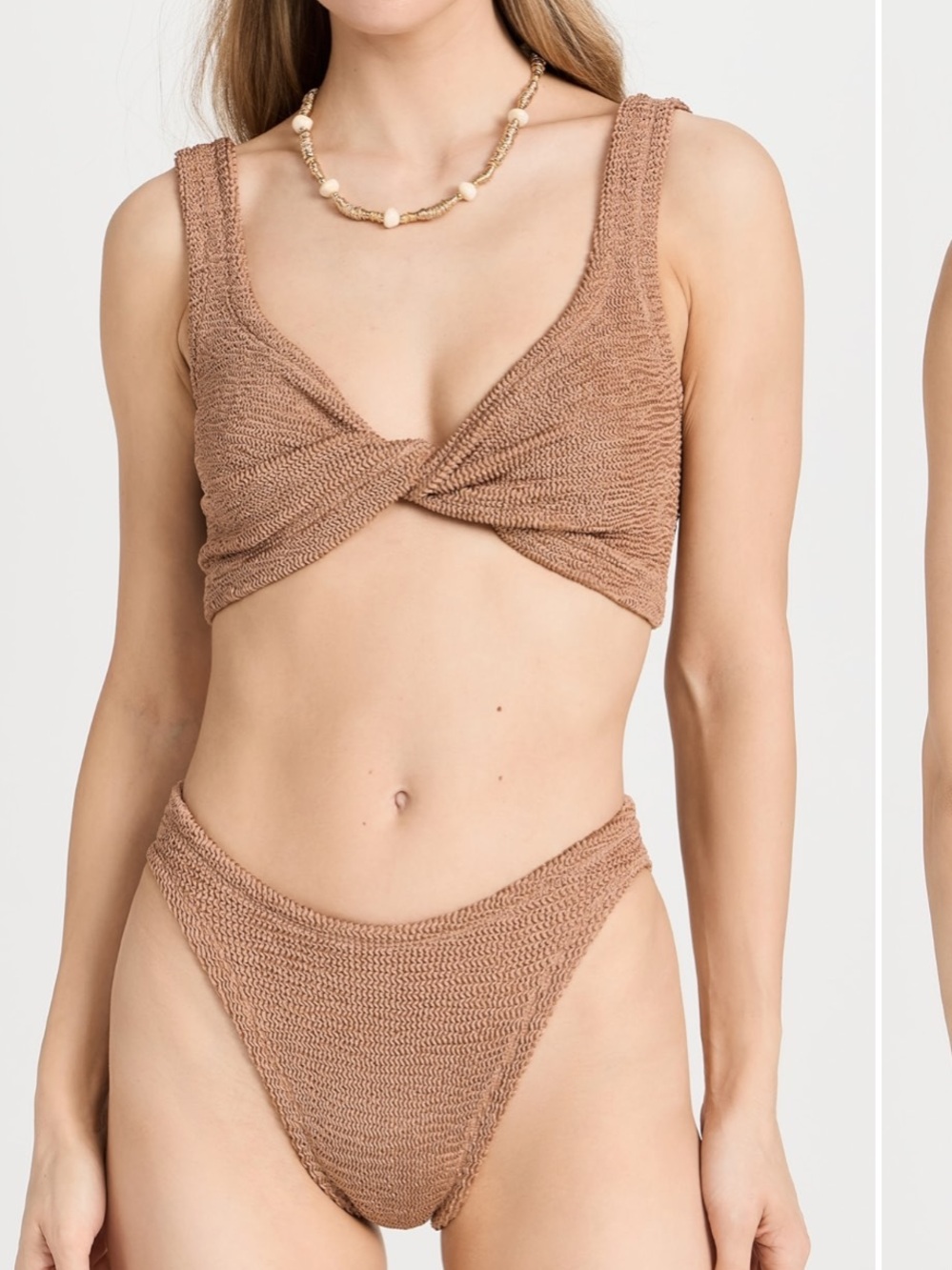 Hunza G Juno Twist Front Bikini Set Tan/Light Brown One Size Like New